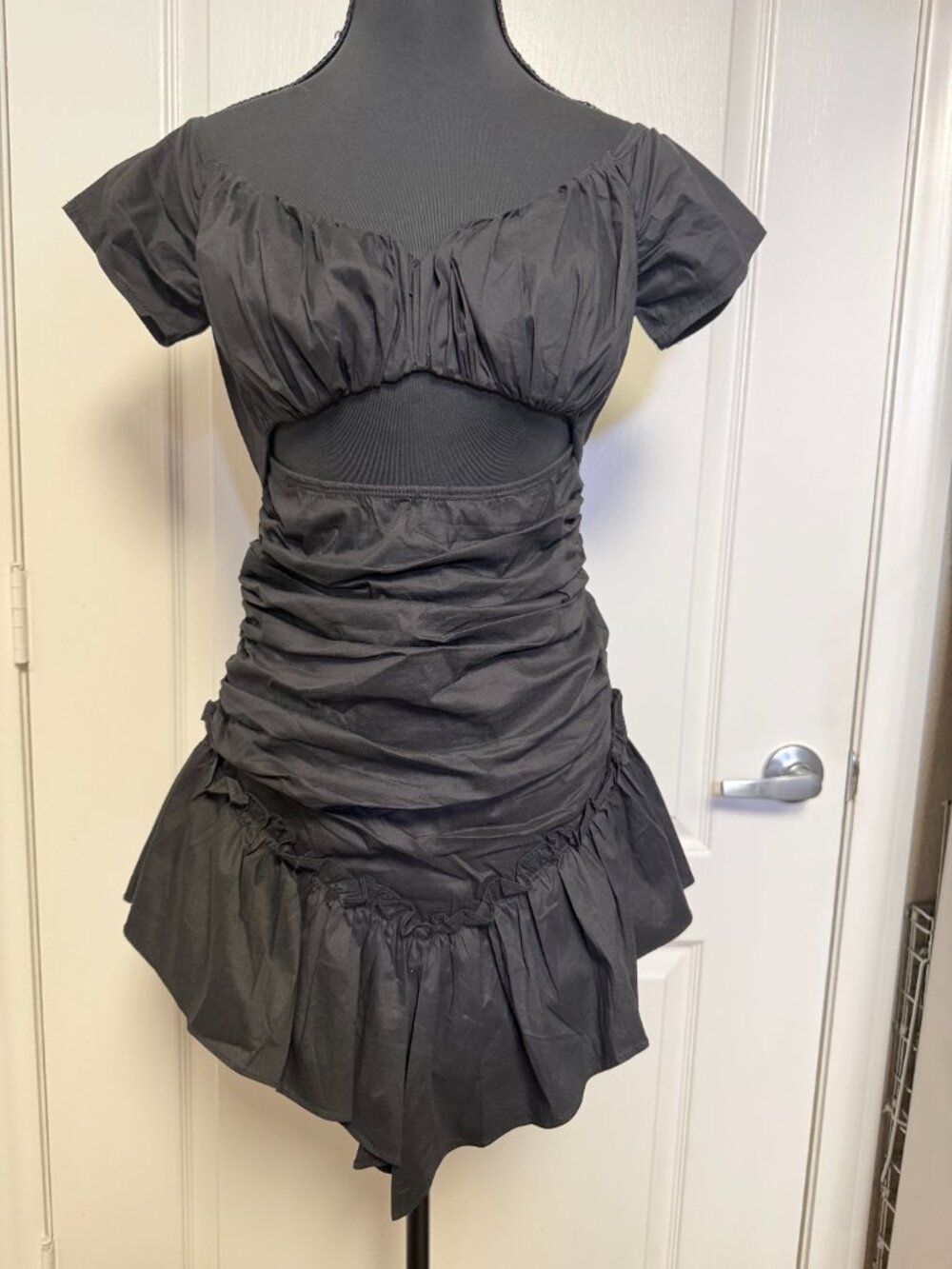 Privy Black Cutout Ruffle Mini Dress Romantic Goth Dark Coquette M
